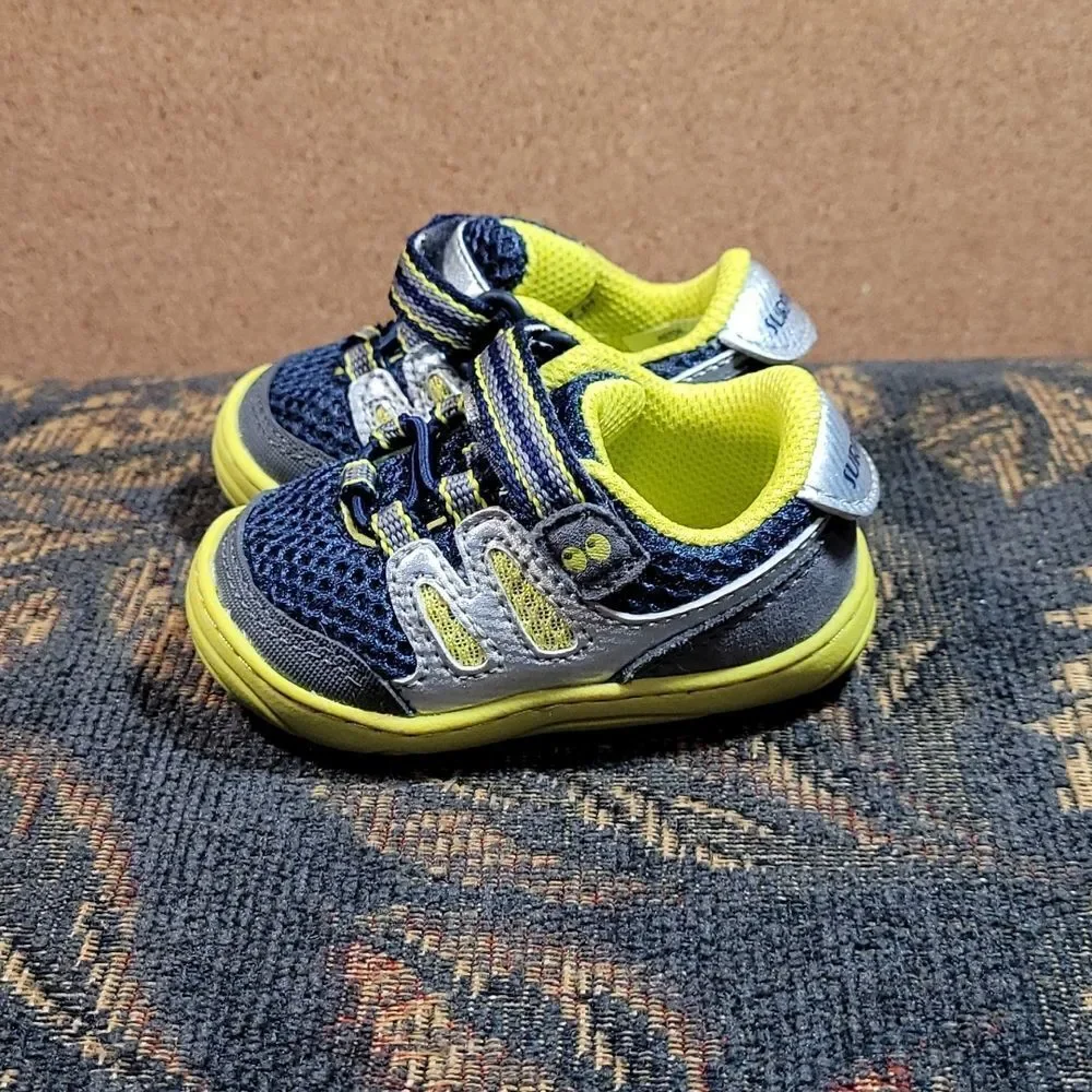 Surprize by Stride Rite Aston Navy and Lime Sneakers- Size 2